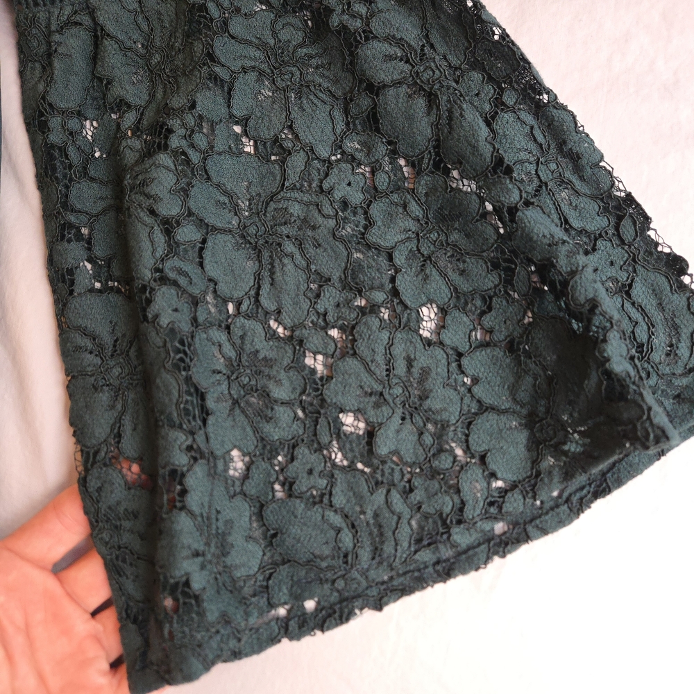Halogen Dark Emerald Green Lace Bell Sleeve Long Blouse Evening Party Boho - Picture 3 of 10